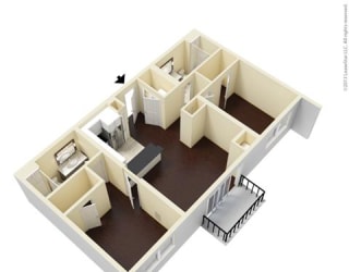 2 Bed, 2 Bath, 1039 sq. ft. B3