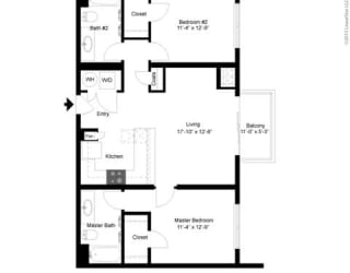 2 Bed, 2 Bath, 1039 sq. ft. B3