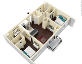 2 Bed, 2 Bath, 1039 sq. ft. B3