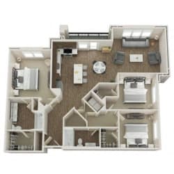 ARKLEY Floor Plan at Pointe at Prosperity Village Apartments, North Carolina, 28269