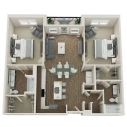 PRESTON Floor Plan at Pointe at Prosperity Village Apartments, Charlotte, 28269