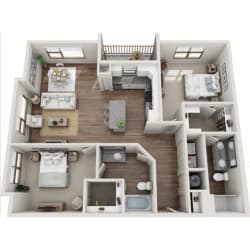 2 bed 2 bath Aberdeen Floor Plan at Berewick Pointe Apartments, Charlotte, North Carolina