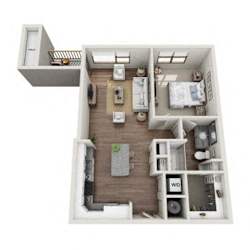 1 bed 1 bath Falkirk Floor Plan at Berewick Pointe Apartments, North Carolina