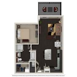 1 Bed 1 Bath 758 -to 960 SQ.FT. floor plan