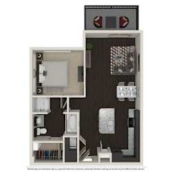 1 Bed 1 Bath 758 -to 960 SQ.FT. floor plan