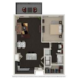 1 Bed 1 Bath 758 -to 960 SQ.FT. floor plan