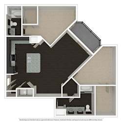 2 Bed 2 Bath 1003 -to 1221 SQ.FT. floor plan