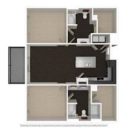 2 Bed 2 Bath 1003 -to 1221 SQ.FT. floor plan