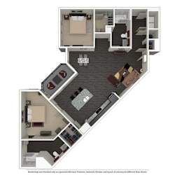 2 Bed 2 Bath 1003 -to 1221 SQ.FT. floor plan