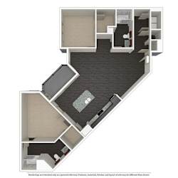 2 Bed 2 Bath 1003 -to 1221 SQ.FT. floor plan