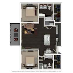 2 Bed 2 Bath 1003 -to 1221 SQ.FT. floor plan