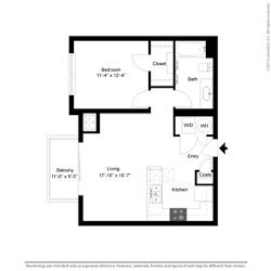 1 Bed, 1 Bath, 740 sq. ft. A1