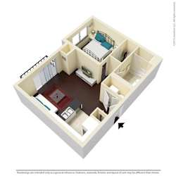 1 Bed, 1 Bath, 740 sq. ft. A1