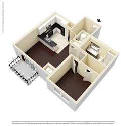 1 Bed, 1 Bath, 763 sq. ft. A3