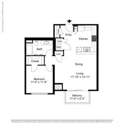 1 Bed, 1 Bath, 810 sq. ft. A7