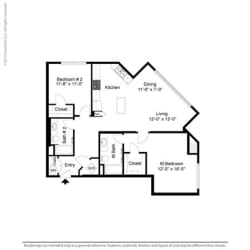 2 Bed, 2 Bath, 1245 sq. ft. B1