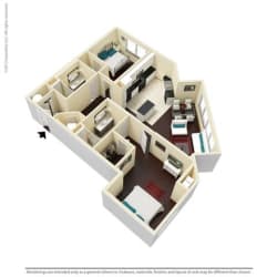 2 Bed, 2 Bath, 1245 sq. ft. B1