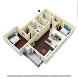 2 Bed, 2 Bath, 1216 sq. ft. B2