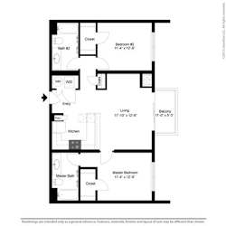 2 Bed, 2 Bath, 1039 sq. ft. B3