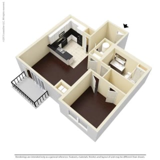 1 Bed, 1 Bath, 763 sq. ft. A3