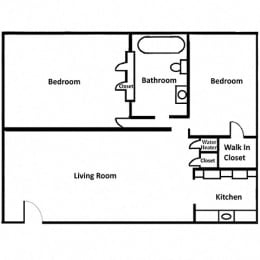 Two Bed One Bath 772 Square Feet