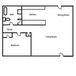 One Bed One Bath 672 Square Feet