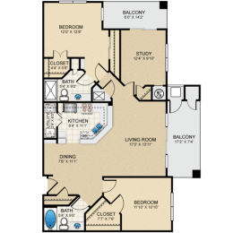 2 bedroom, 2 bathroom, study at Claremont, Overland Park, KS, 66210