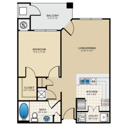 1 bedroom, 1 bathroom at Claremont, Overland Park