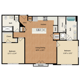 2 bedroom, 2 bathroom B at West 39th Street Apartments, Missouri, 64111
