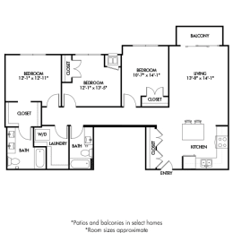  Floor Plan 3 Bedroom B