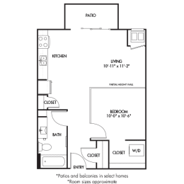  Floor Plan 1 Bedroom Alcove B