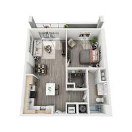  Floor Plan 1 Bed 1 Bath A
