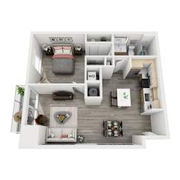  Floor Plan 1 Bed 1 Bath B