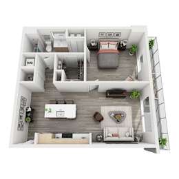  Floor Plan 1 Bed 1 Bath H