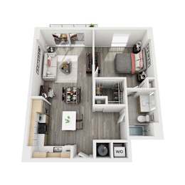  Floor Plan 1 Bed 1 Bath J