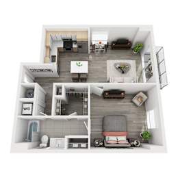  Floor Plan 1 Bed 1 Bath K