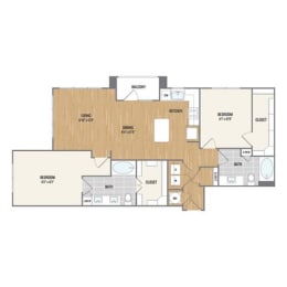 Two-Bedroom Floor Plan at Berkshire Amber, Dallas