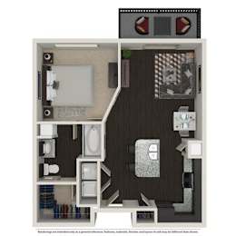 1 Bed 1 Bath 758 -to 960 SQ.FT. floor plan