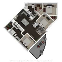 3 Bed 2 bath 1313 -to 1422 SQ.FT. floor plan