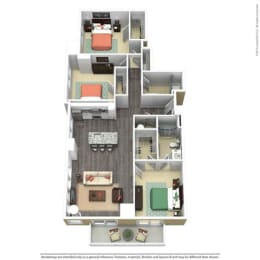 3 Bed - 2 Bath, 1473 sq ft, C2 FloorPlan