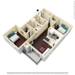 2 Bed, 2 Bath, 1216 sq. ft. B2
