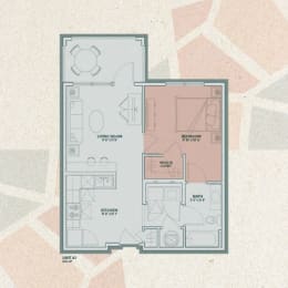 A1 - 1  Bedroom FloorPlan at Mosaic at Levis Commons, Ohio, 43551