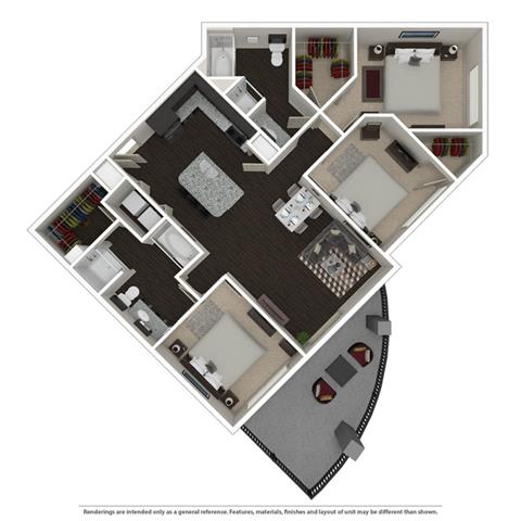 Floor Plan  3 Bed 2 bath 1313 -to 1422 SQ.FT. floor plan