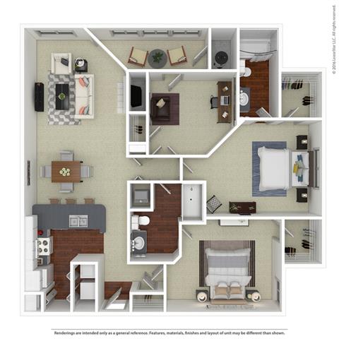 2 bed 2 bath floor plan X at Butternut Ridge, North Olmsted