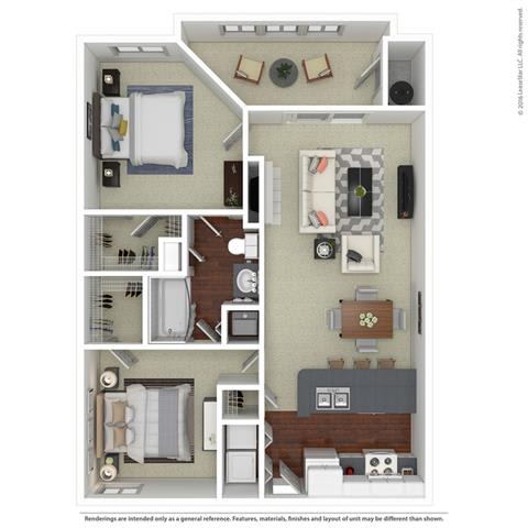 2 bedroom 1 bathroom Floor plan F at Butternut Ridge, North Olmsted, OH, 44070