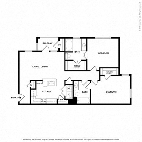 Providence at Marine Creek Apartment| B1 Floor Plan 2 Bedroom 2 Bath