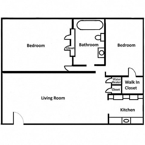 Two Bed One Bath 772 Square Feet
