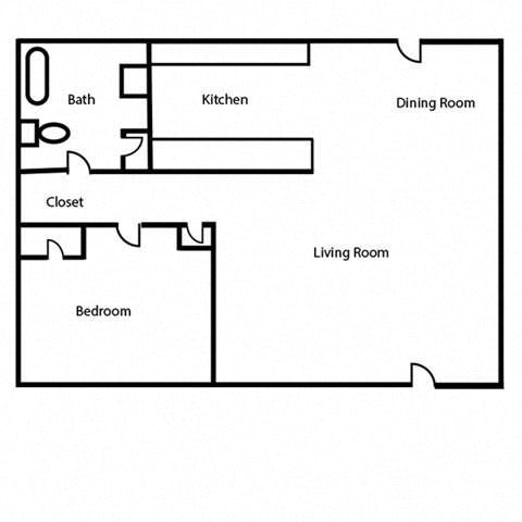 One Bed One Bath 672 Square Feet