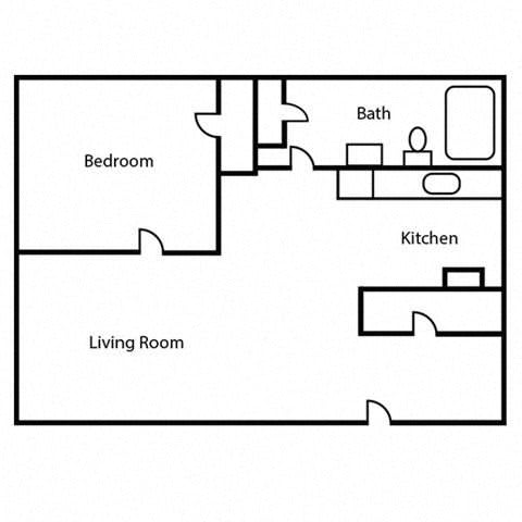 Floor Plan  One Bed One Bath 552 Square Feet