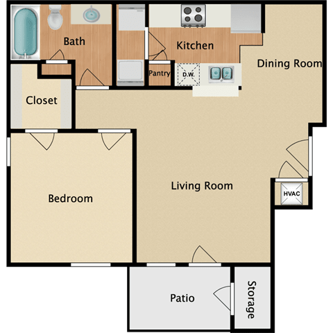 1 bedroom, 1 bathroom at Creekside, Overland Park, 66213